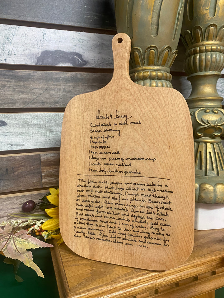 Cutting boards with Families Handwritten recipe engraved.