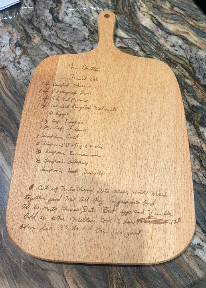 Cutting boards with Families Handwritten recipe engraved.