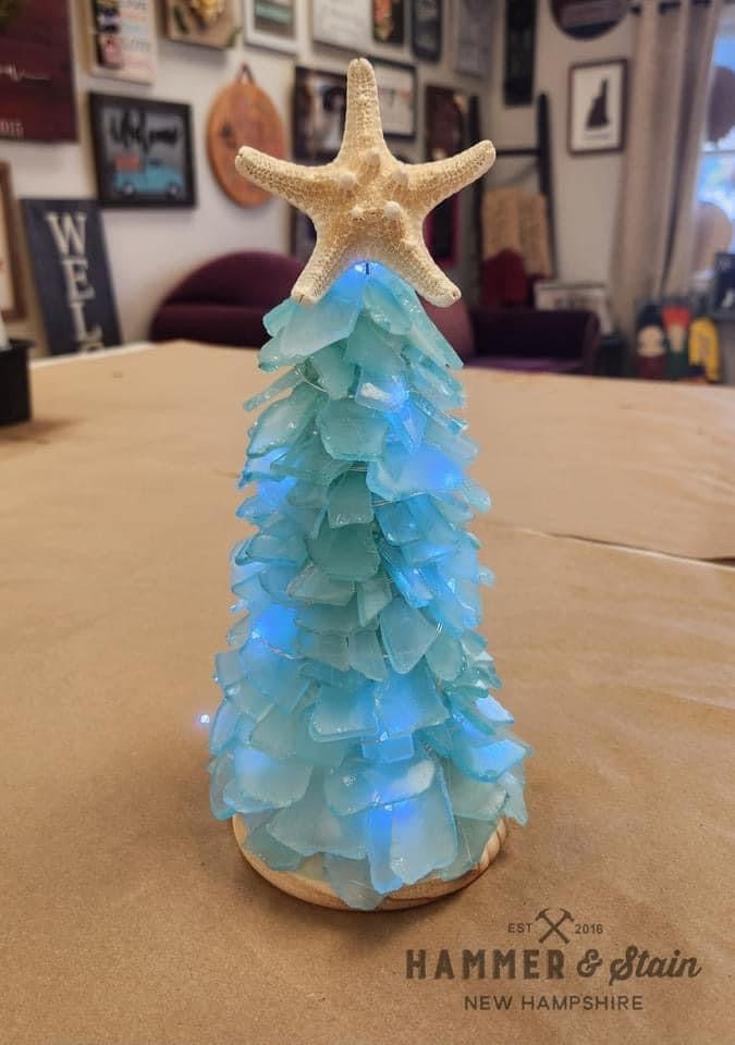 SEA GLASS TREES WITH LIGHTS AND MORE