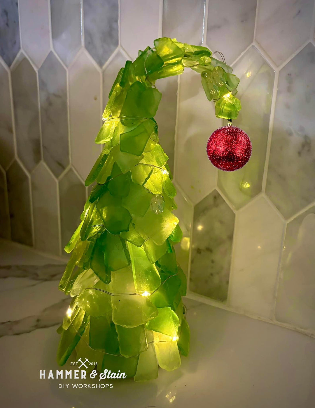 SEA GLASS TREES WITH LIGHTS AND MORE