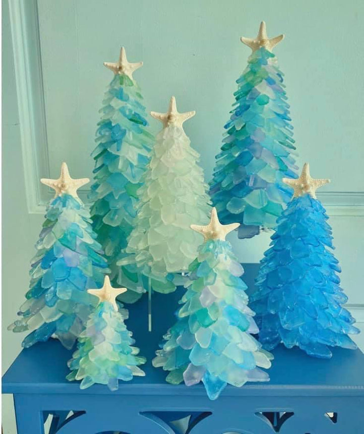 SEA GLASS TREES WITH LIGHTS AND MORE