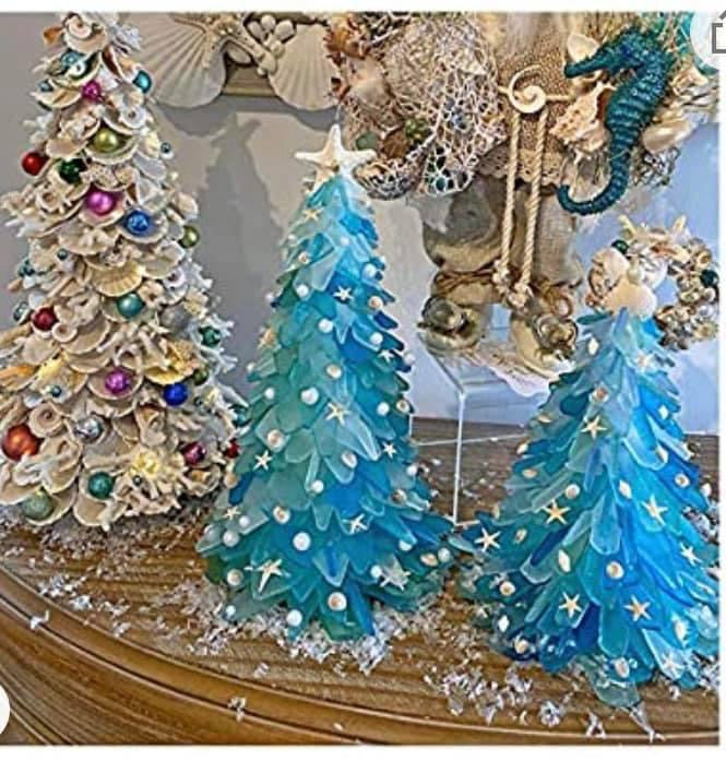 SEA GLASS TREES WITH LIGHTS AND MORE